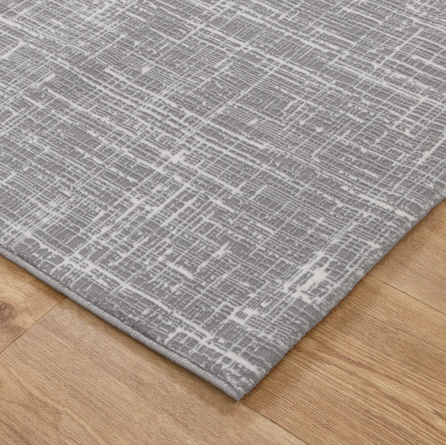 Atina Distressed Geo Lines Grey Colour Rug