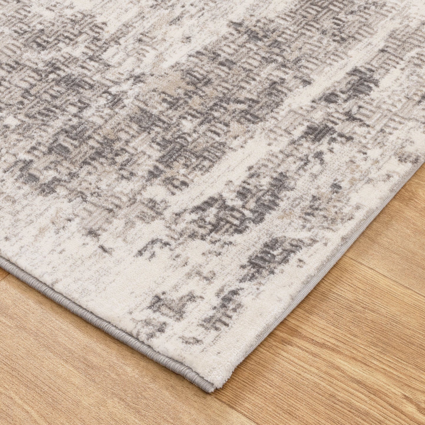 Atina Distressed Border Beige Grey Colour Rug