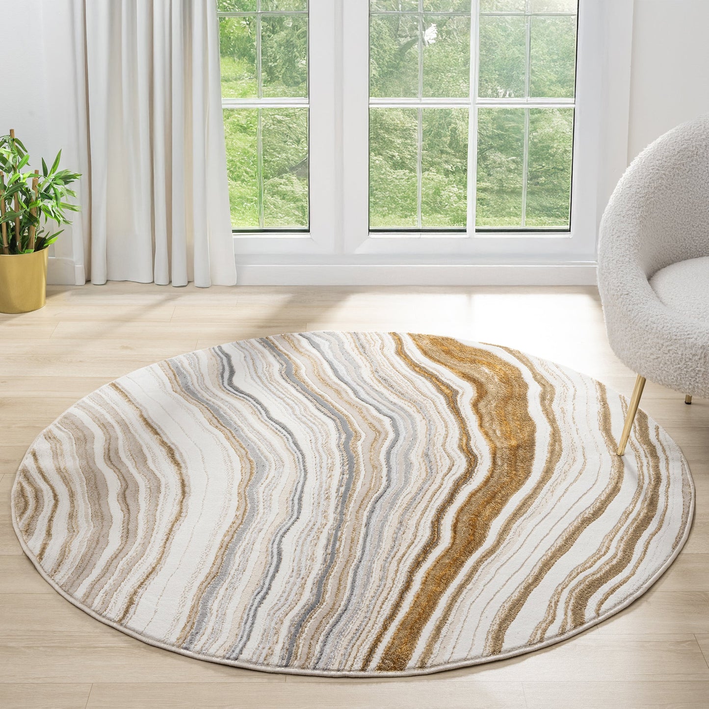 Amber Stone in Multicolured : Round Rug