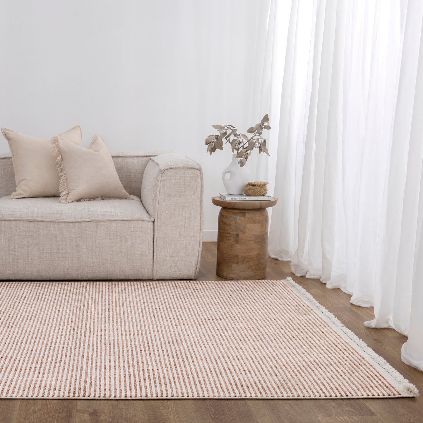 Berno Pink Ivory Loop Stripes Rug