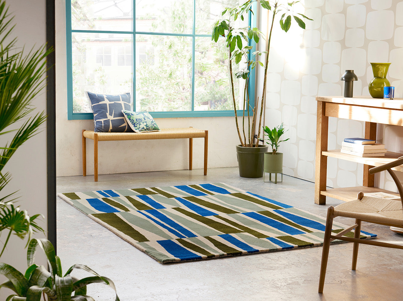 Scion Saku - Olive 123417 In Grey Rug