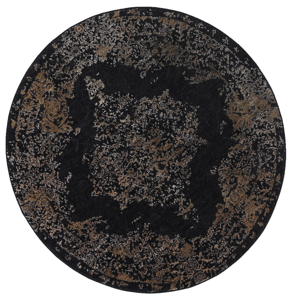 Brooklyn Distressed Medallion In Gold Round Rug – Cheapest Rugs Online