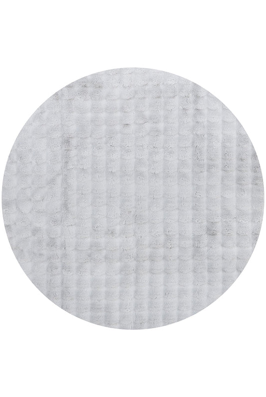Bubble Round  Machine Washable in Silver Rug