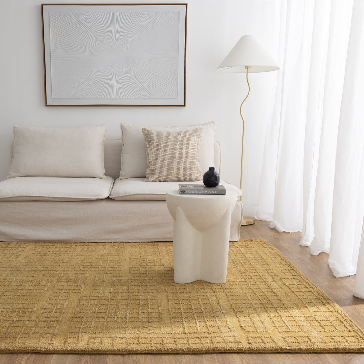 Abasco Citron Knitted Wool In Gold Rug