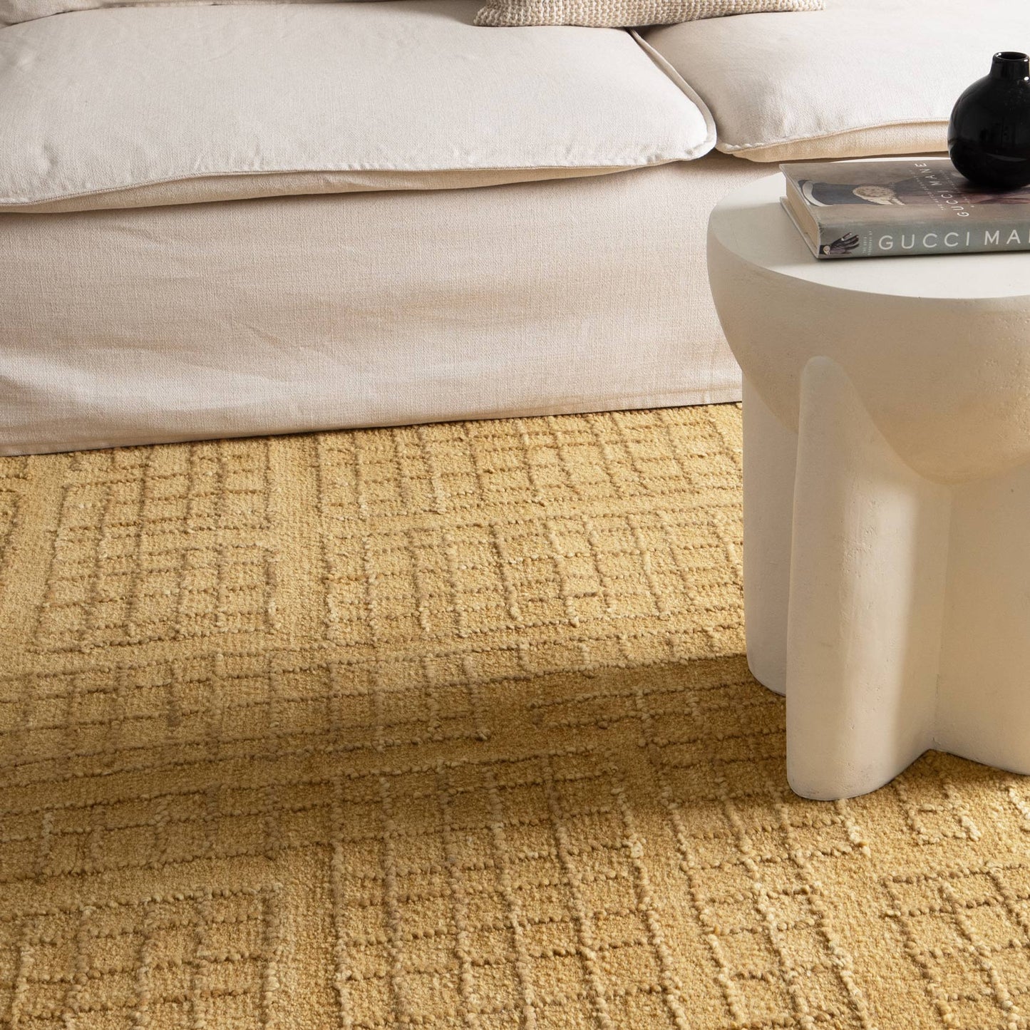 Abasco Citron Knitted Wool In Gold Rug