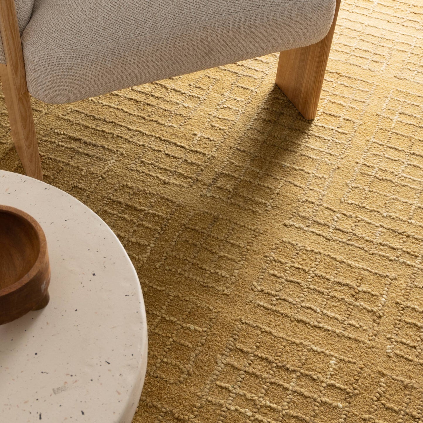 Abasco Citron Knitted Wool In Gold Rug