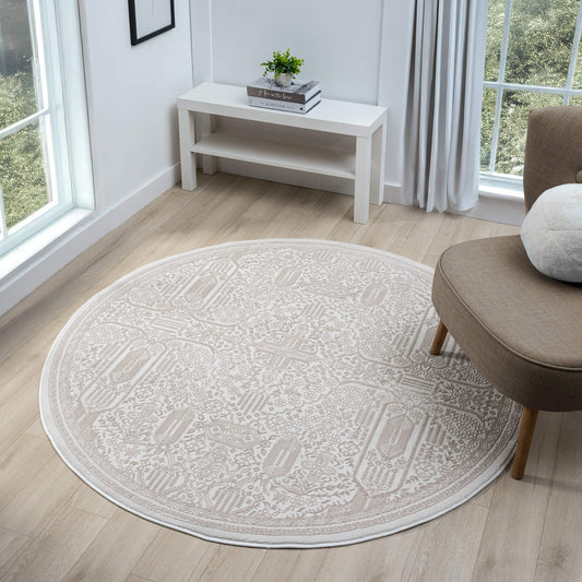 Fable Sand in Beige : Round Rug