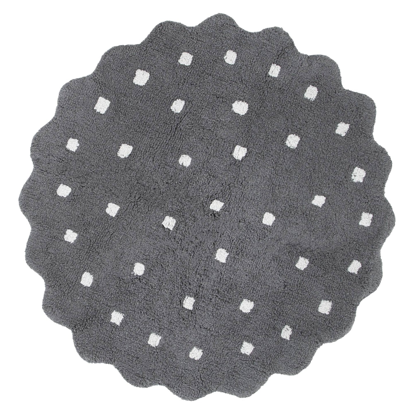 Mellow Scalloped Kids in Grey : Round Rug