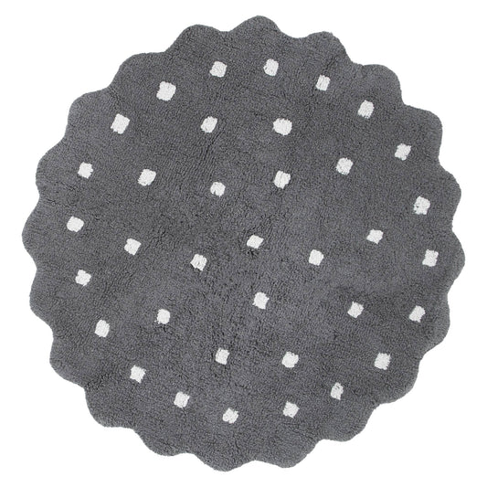 Mellow Scalloped Kids in Grey : Round Rug