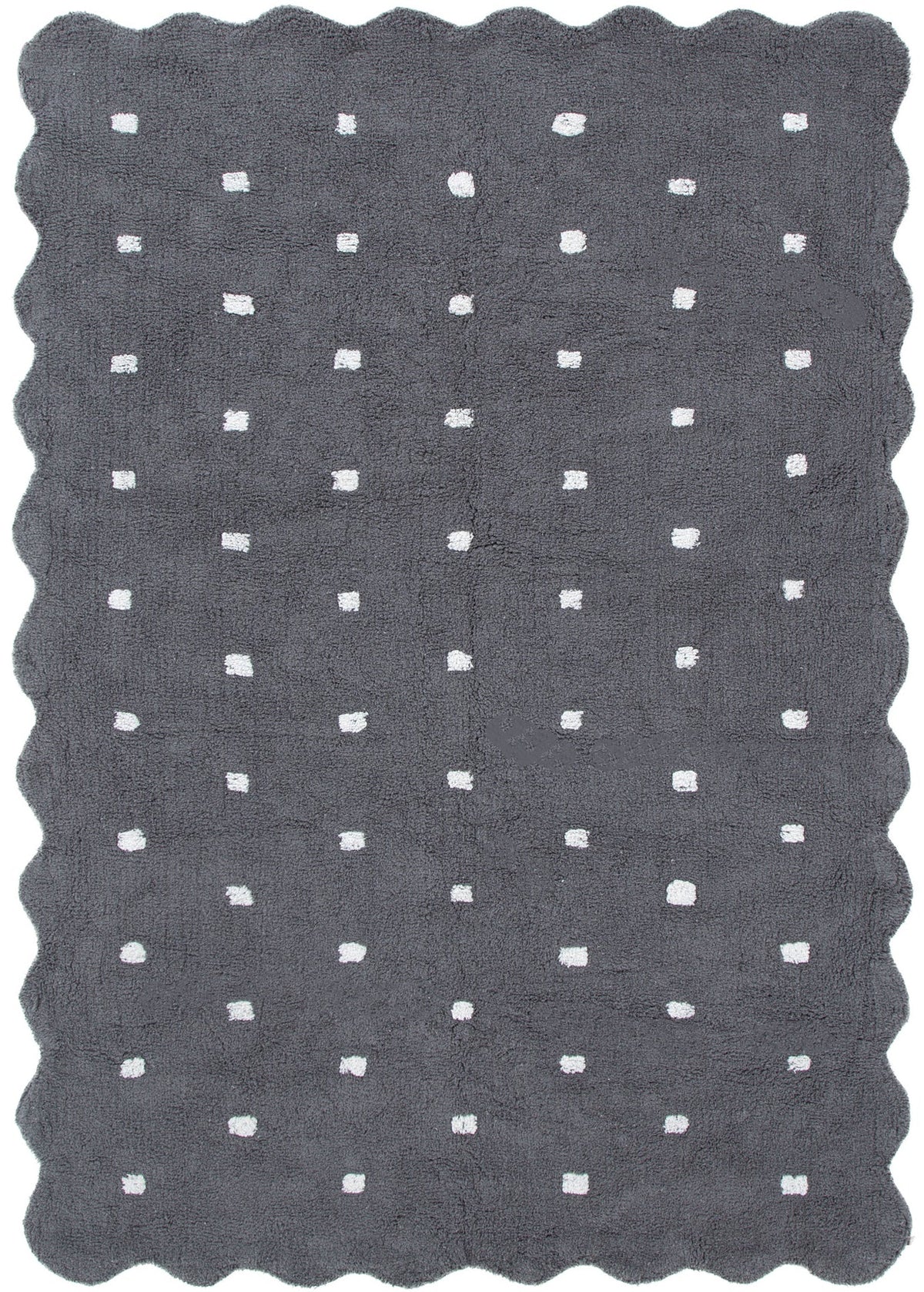 Mellow Rectangle Scalloped Kids Rug in Grey colour
