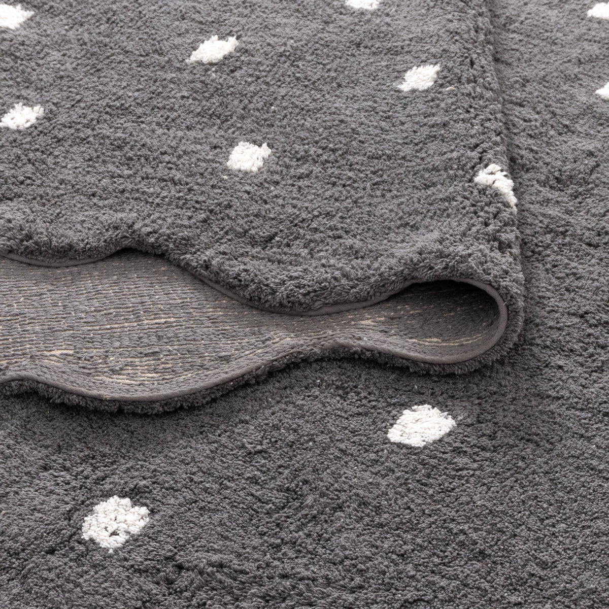 Mellow Rectangle Scalloped Kids Rug in Grey colour