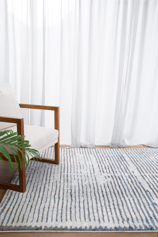 Indulgence Distressed Lines In Blue Rug