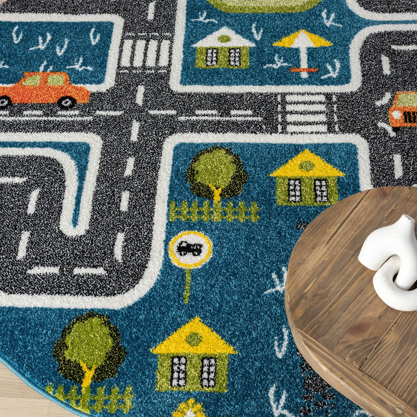 Kidsville in Blue : Round Rug