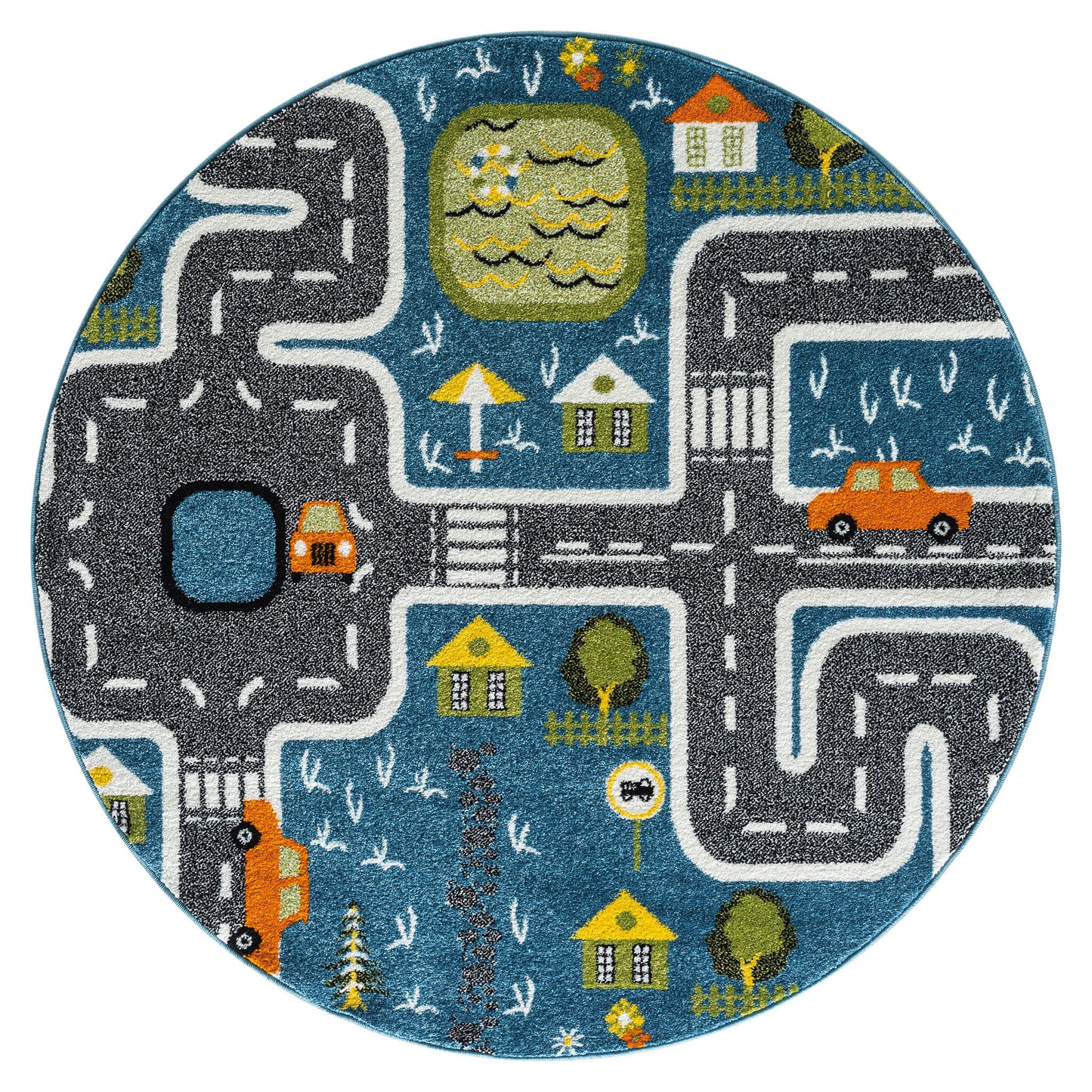 Kidsville in Blue : Round Rug