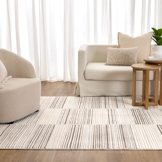 Sierra Lines in Beige & White Rug