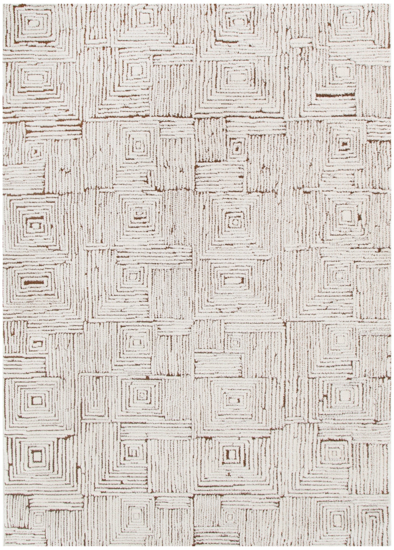 Mila Geometric Squares in Cream & Brown Rug