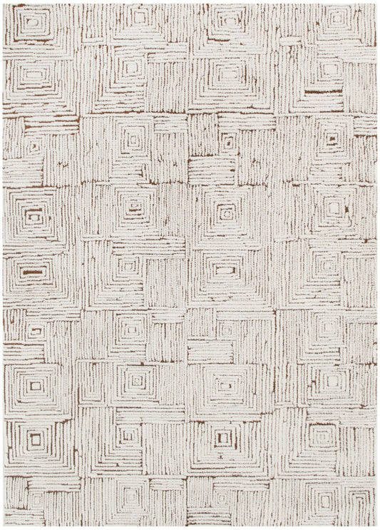 Mila Geometric Squares in Cream & Brown Rug