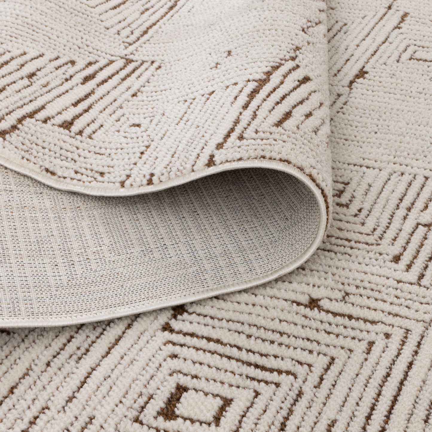 Mila Geometric Squares in Cream & Brown Rug