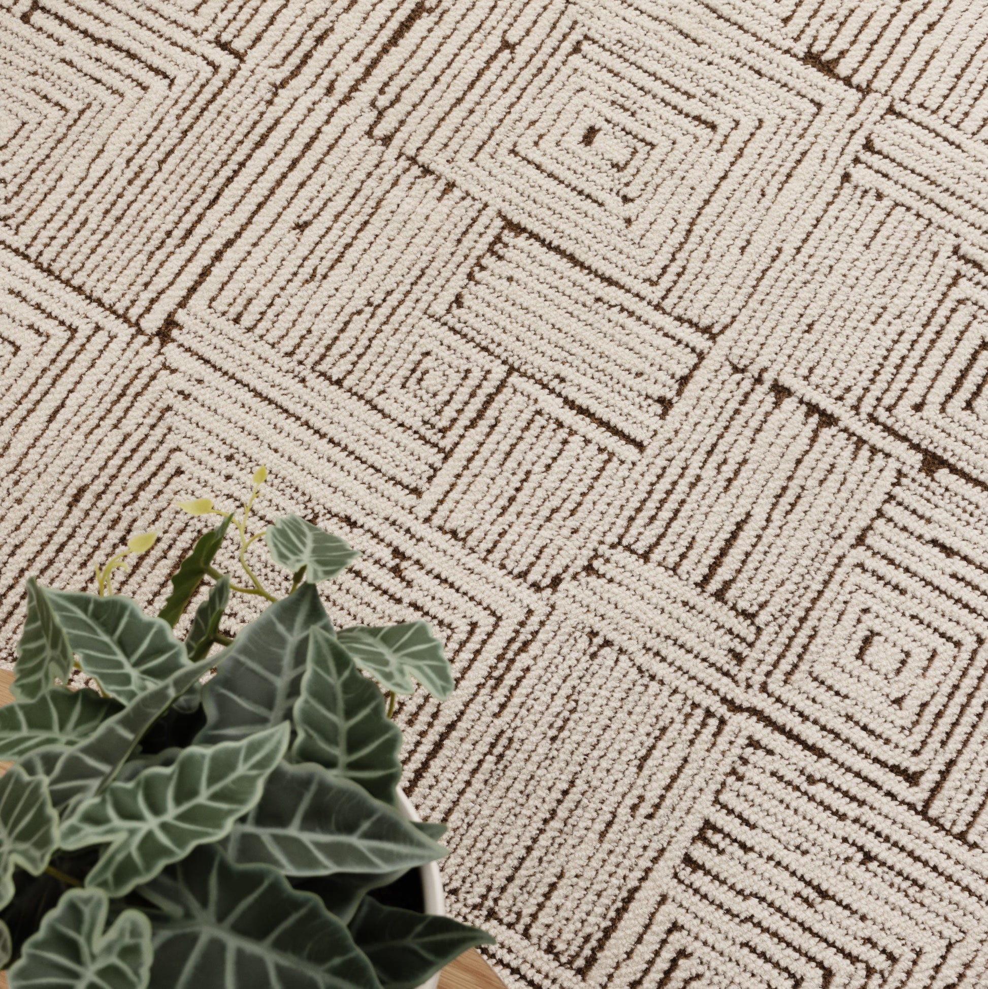 Square Cream Rug Mila Geometric Squares in Cream & Brown Rug – Cheapest Rugs Online