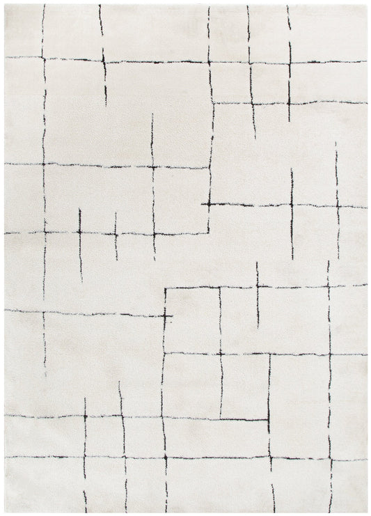 Mila Abstract Black Lines in Cream Rug