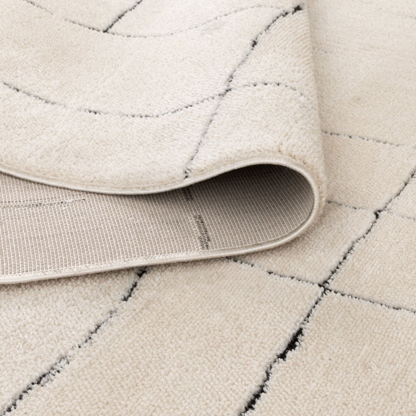 Mila Abstract Black Lines in Cream Rug
