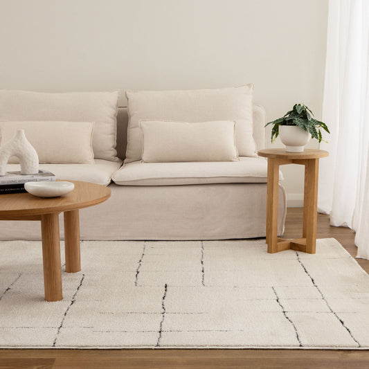 Mila Abstract Black Lines in Cream Rug
