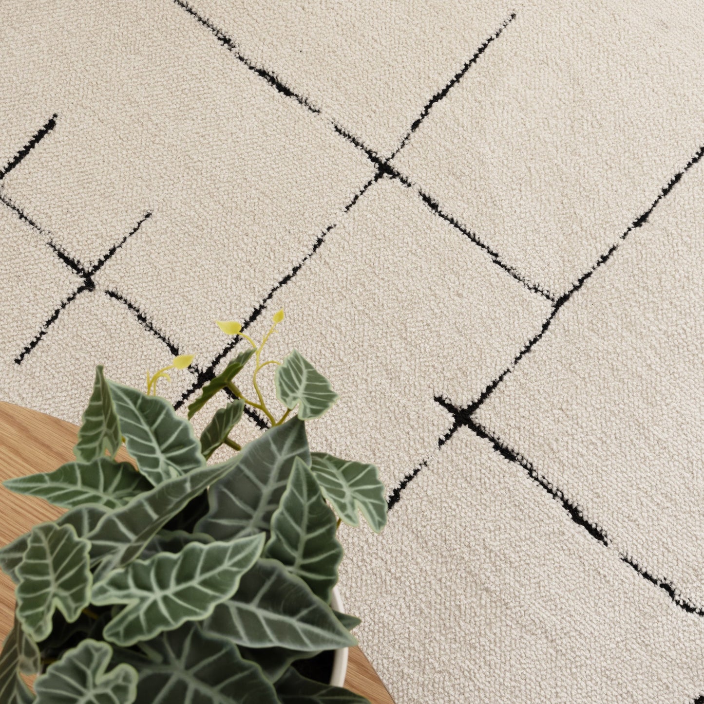 Mila Abstract Black Lines in Cream Rug