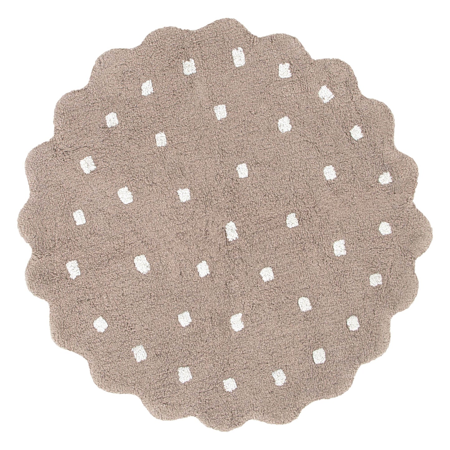 Mellow Scalloped Kids Mushroom in Beige : Round Rug