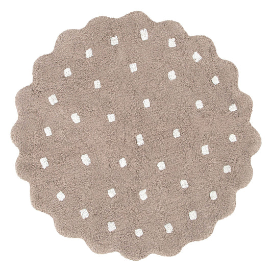 Mellow Scalloped Kids Mushroom in Beige : Round Rug