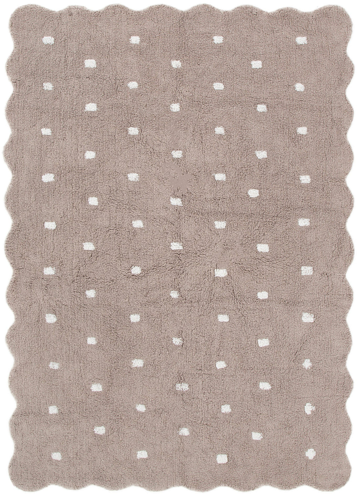 Mellow Rectangle Scalloped Kids Rug in Mushroom Beige Colour