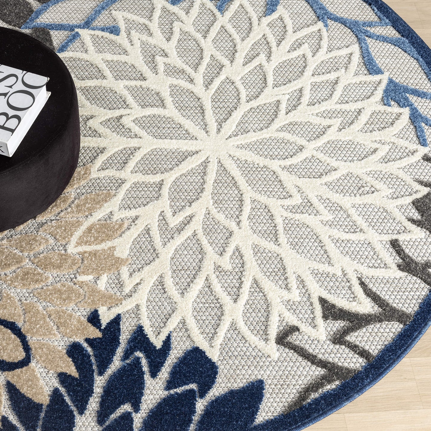 Monaco Floral in Blue : Round Rug