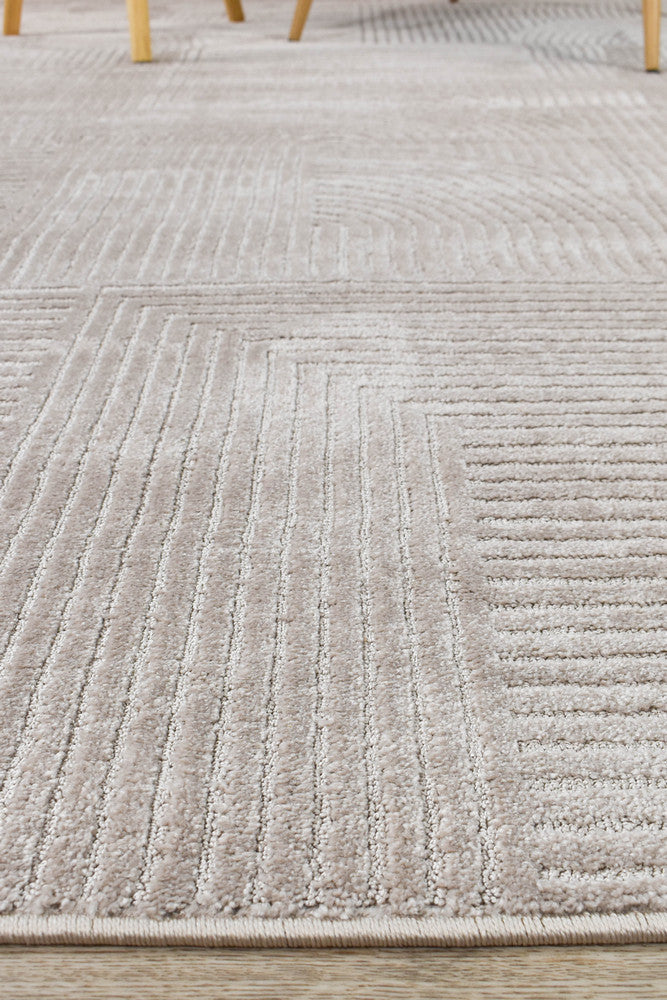 Ontario Taupe Geometric Style in Grey Rug