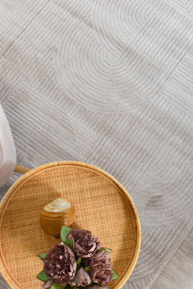 Ontario Taupe Geometric Style in Grey Rug