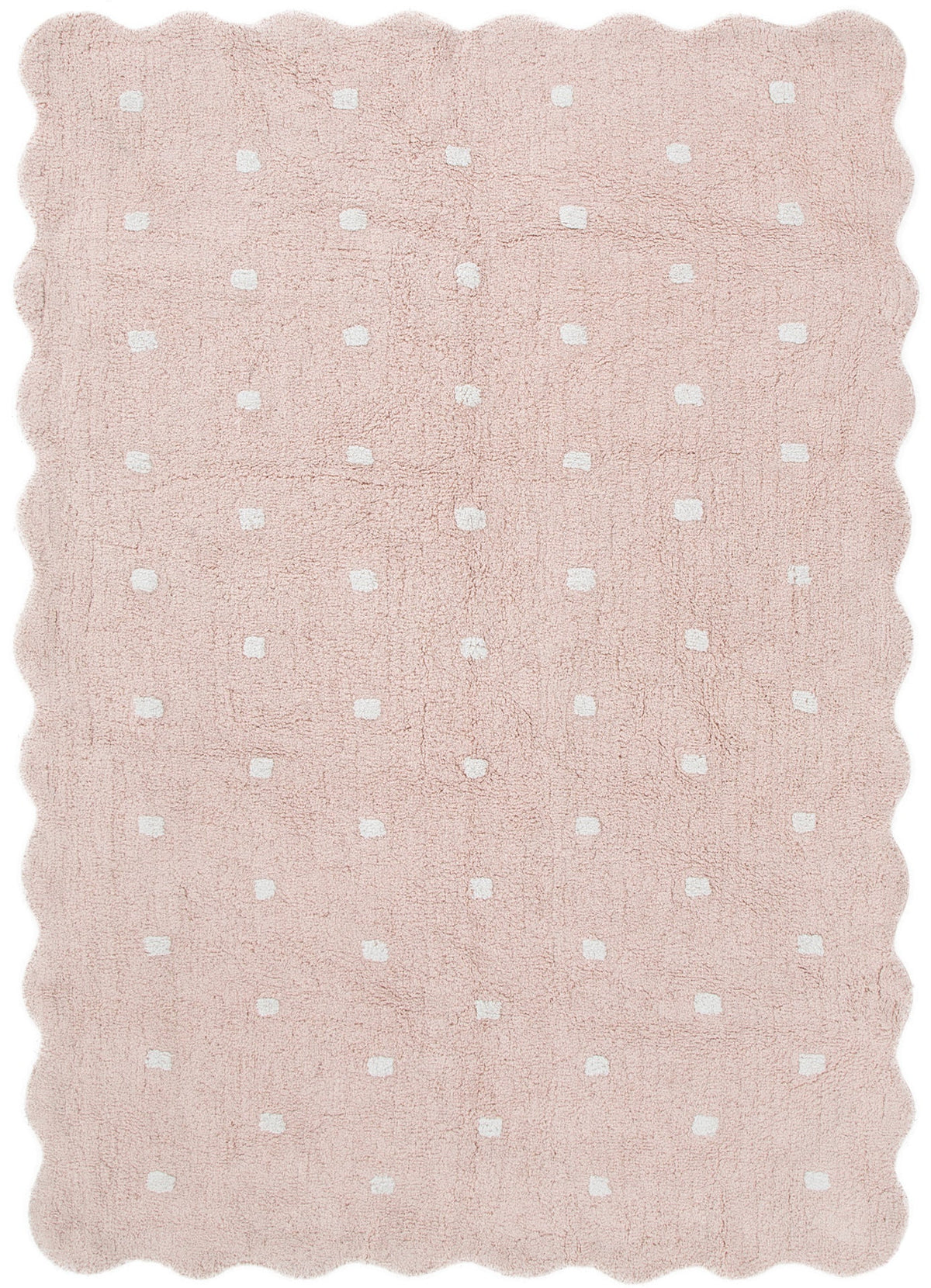 Mellow Rectangle Scalloped Kids Rug in Blush Pink Colour