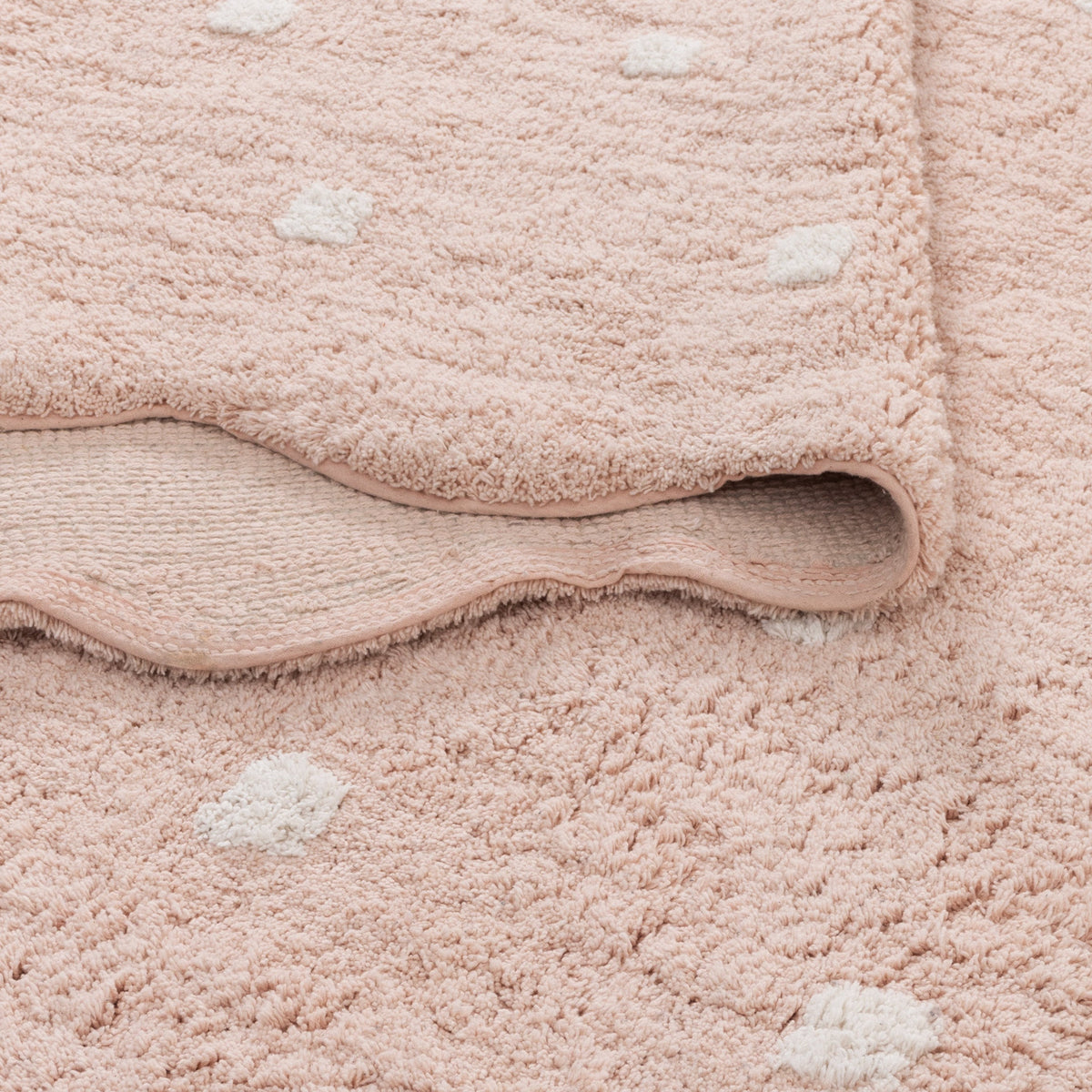 Mellow Rectangle Scalloped Kids Rug in Blush Pink Colour