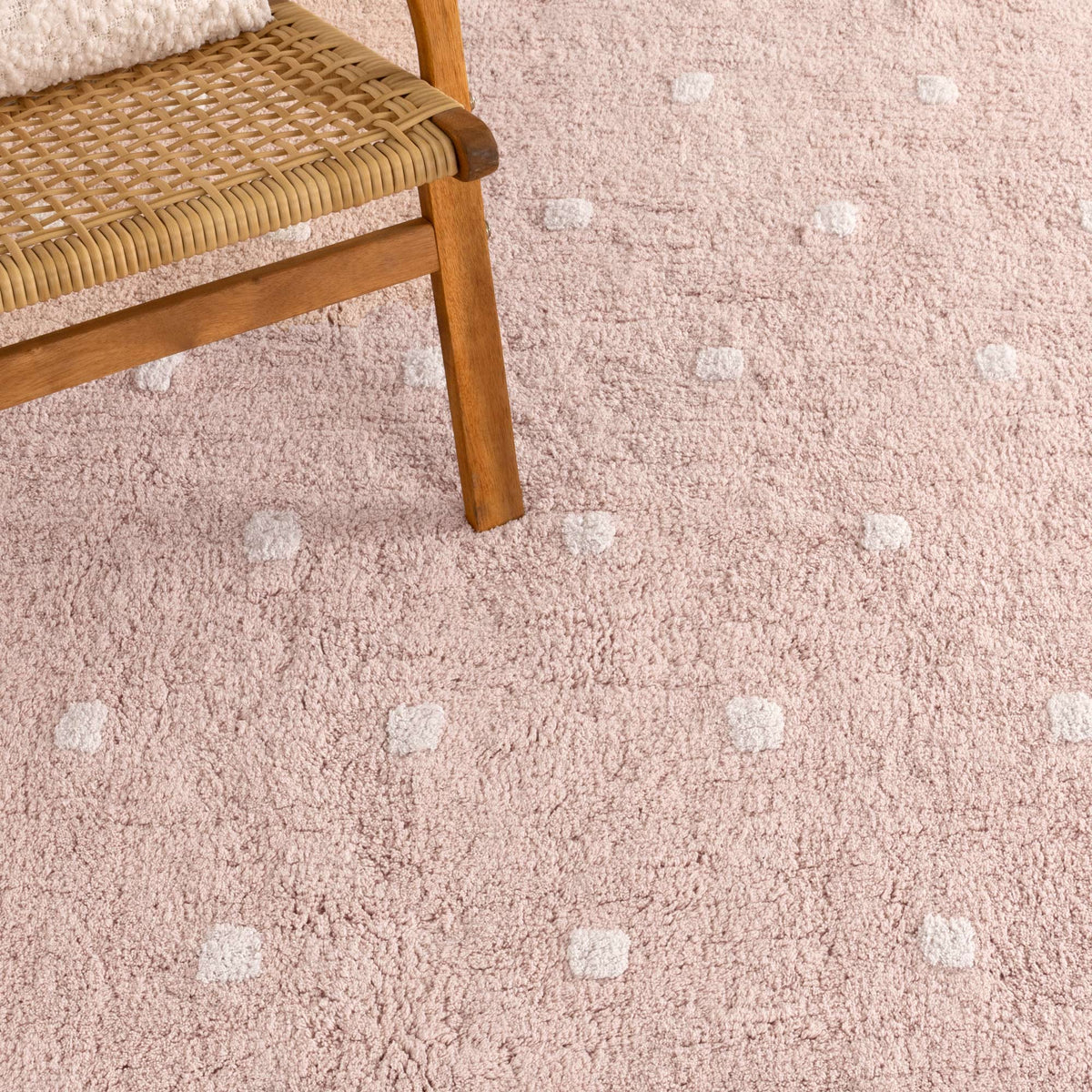 Mellow Rectangle Scalloped Kids Rug in Blush Pink Colour
