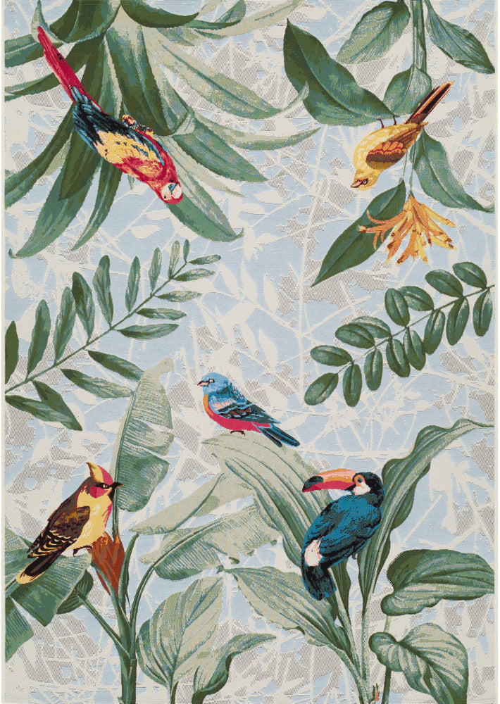 Paradise Birds In Sky Blue Colour Rug