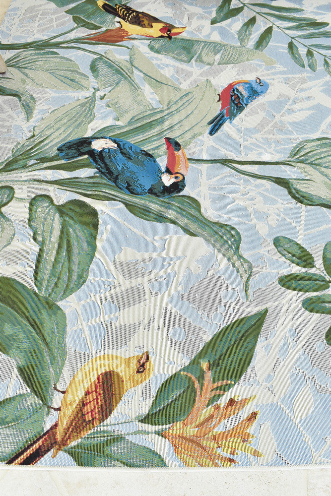 Paradise Birds In Sky Blue Colour Rug