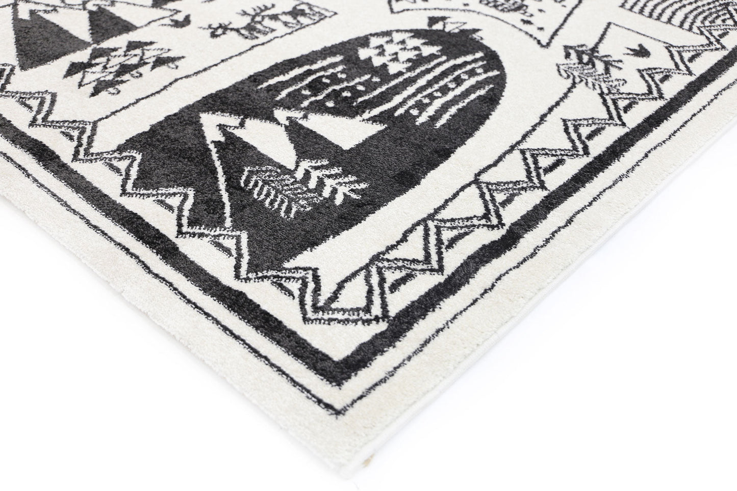 Piccolo Kids Camping Adventure Kids in Black and White Rug