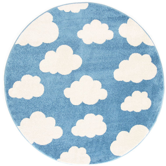 Piccolo Cloud Kids in Blue and White Round Rug
