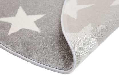 Piccolo Stars Kids in Charcoal and White Round Rug