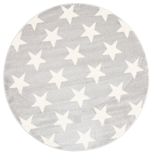 Piccolo Stars Kids in Charcoal and White Round Rug