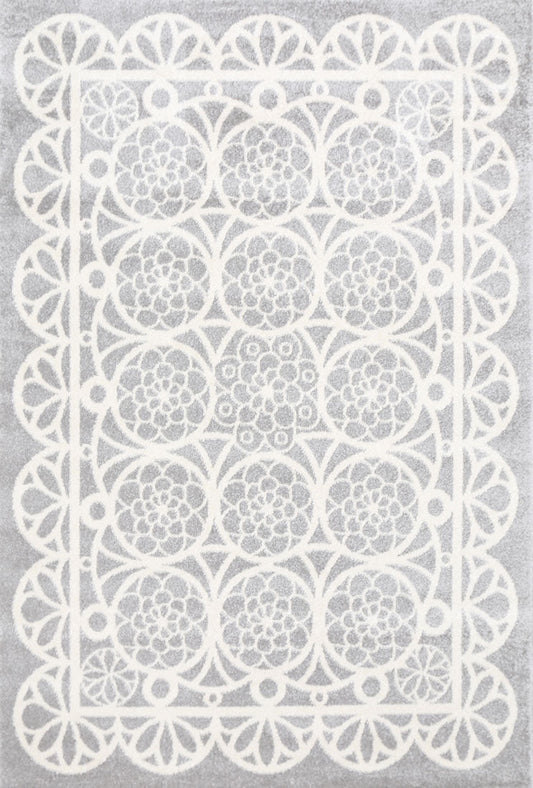 Piccolo Doily Kids in Grey and White Rug