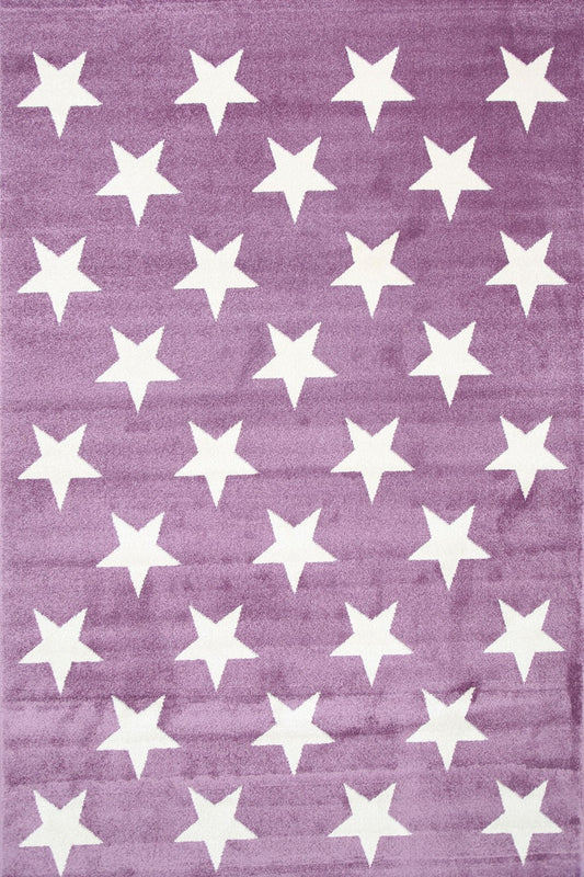 Piccolo Violet Stars Kids in Pink and White Rug