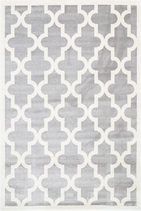 Piccolo Lattice Pattern Kids in Light Grey and White Rug