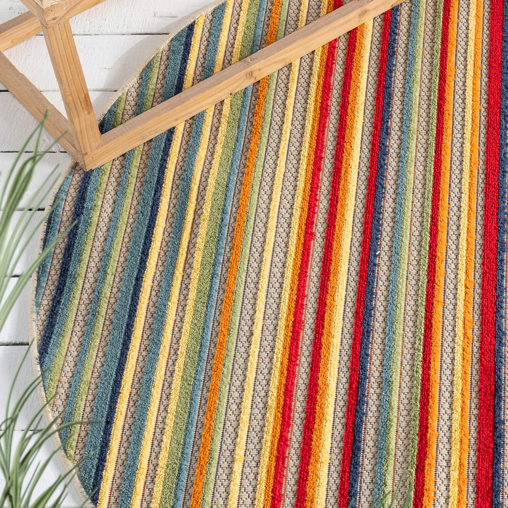 Shedding Rug Paradise Bold Tropical & Outdoor Shed Resistant in Multicolour : Round ...