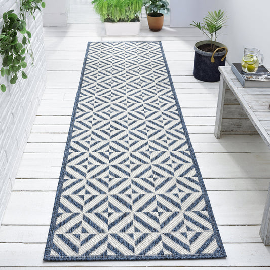 Patio Aqua in Blue : Runner Rug