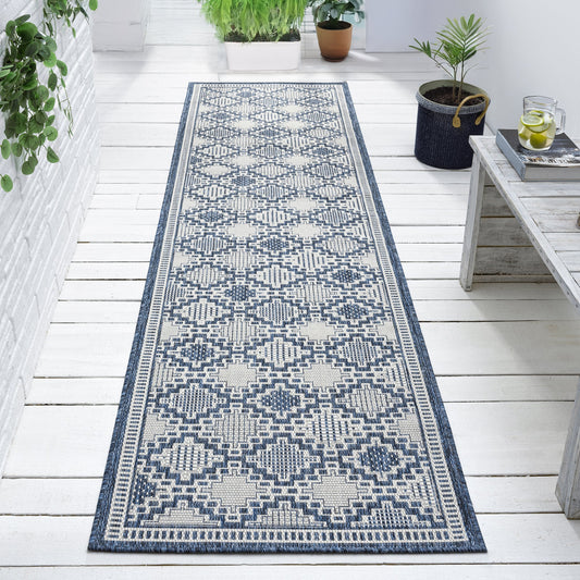 Patio Arctic in Blue : Runner Rug