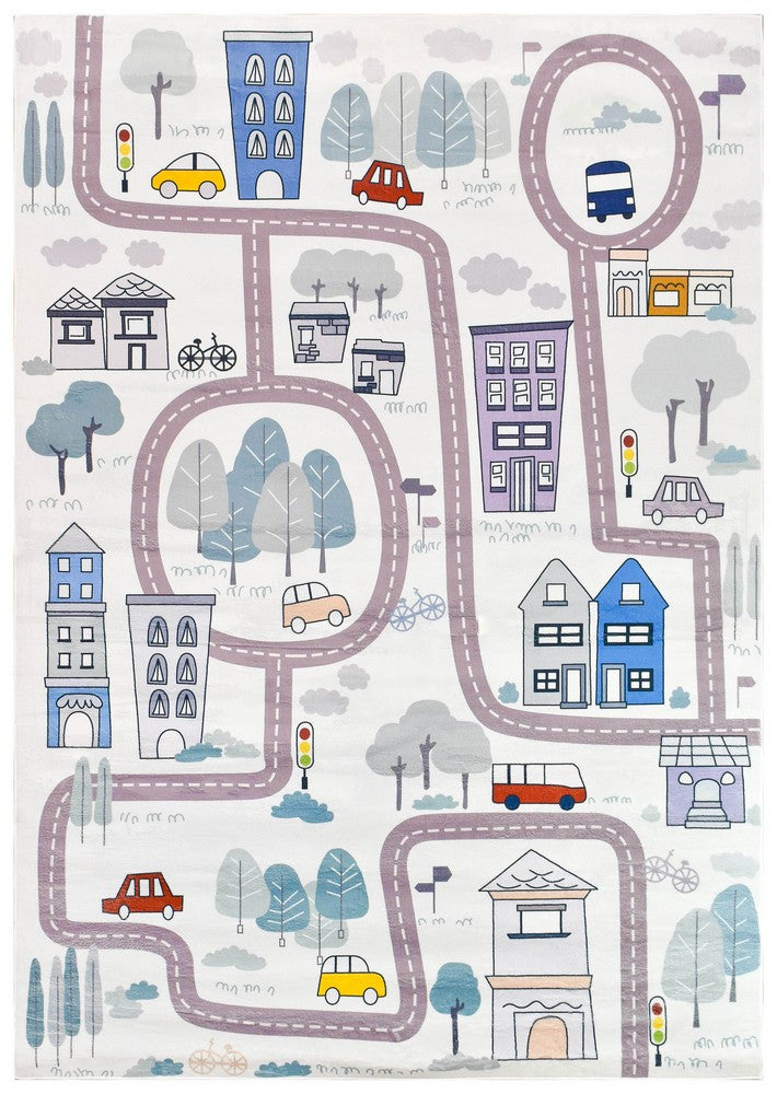 Road Map Mat Road Map Cream Kids Mat Machine Washable Kids Mat – Cheapest Rugs Online