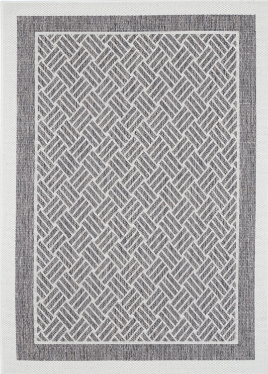 Sisalo Geometric Ikat Bordered in Cream Rug